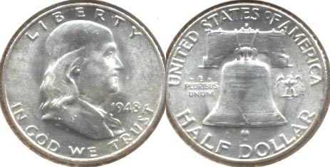 1948-D Franklin Half Dollar MS-60 i