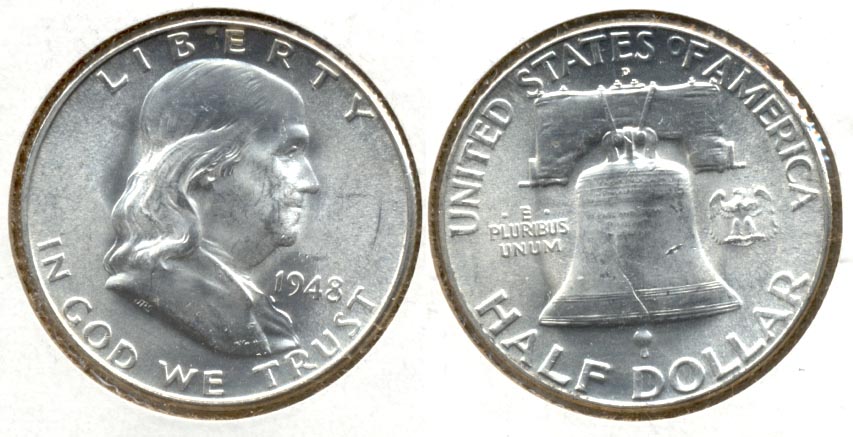1948-D Franklin Half Dollar MS-60 k