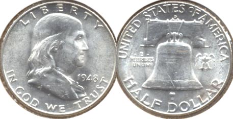 1948-D Franklin Half Dollar MS-60 m