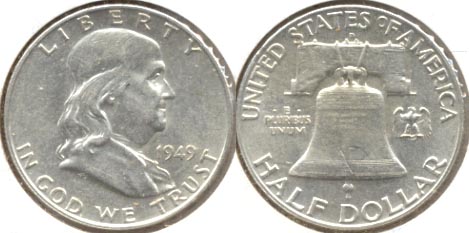 1949-D Franklin Half Dollar AU-50 a
