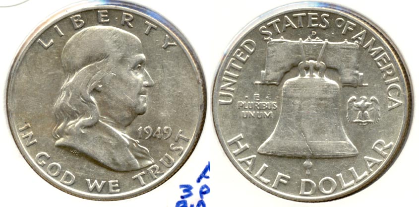 1949-D Franklin Half Dollar AU-50 d