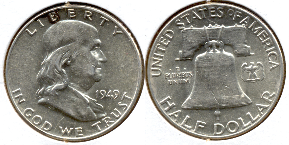 1949 Franklin Half Dollar AU-50 v