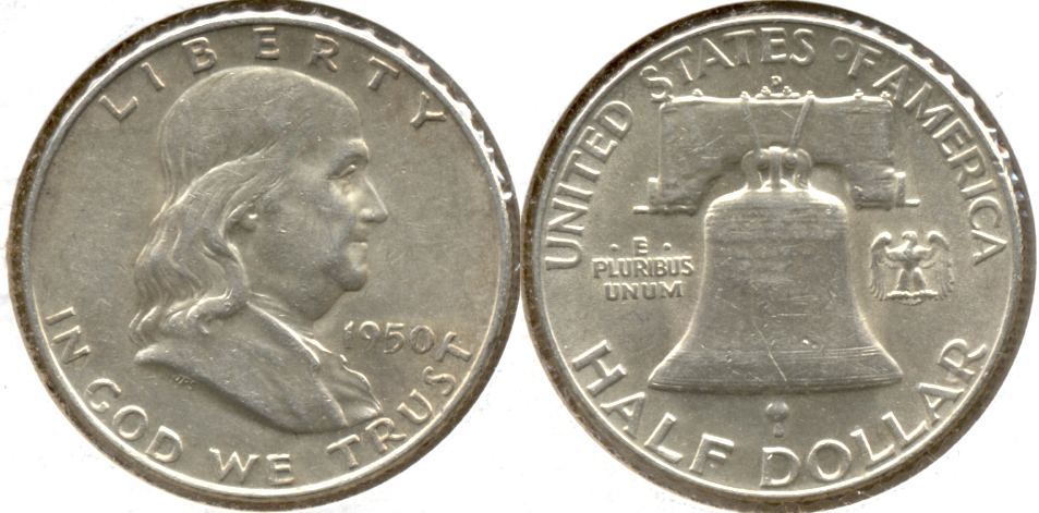 1950-D Franklin Half Dollar AU-50 ac