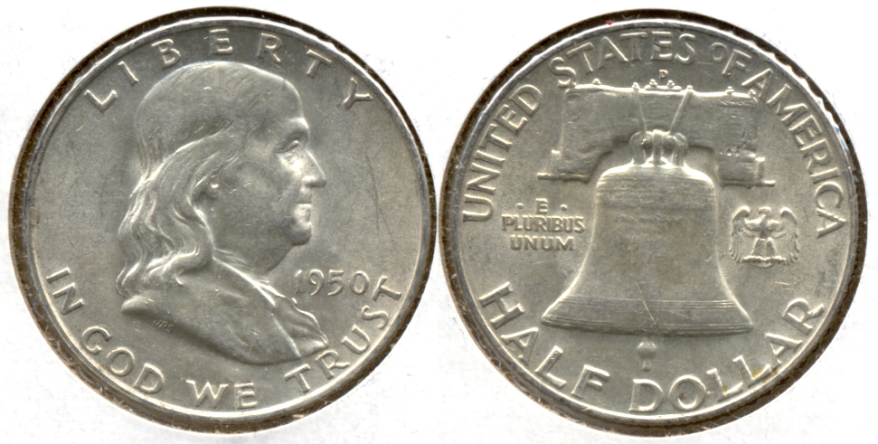 1950-D Franklin Half Dollar AU-50 af