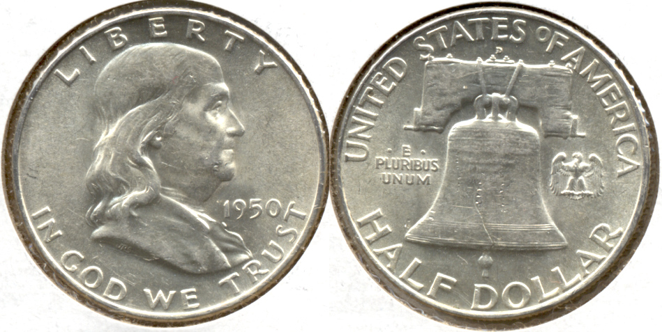 1950-D Franklin Half Dollar AU-50 f
