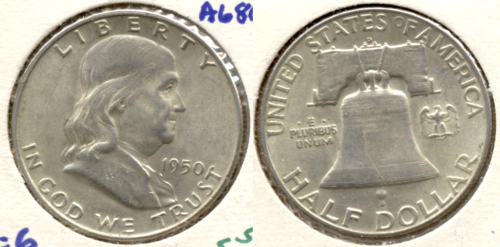 1950-D Franklin Half Dollar AU-50 t