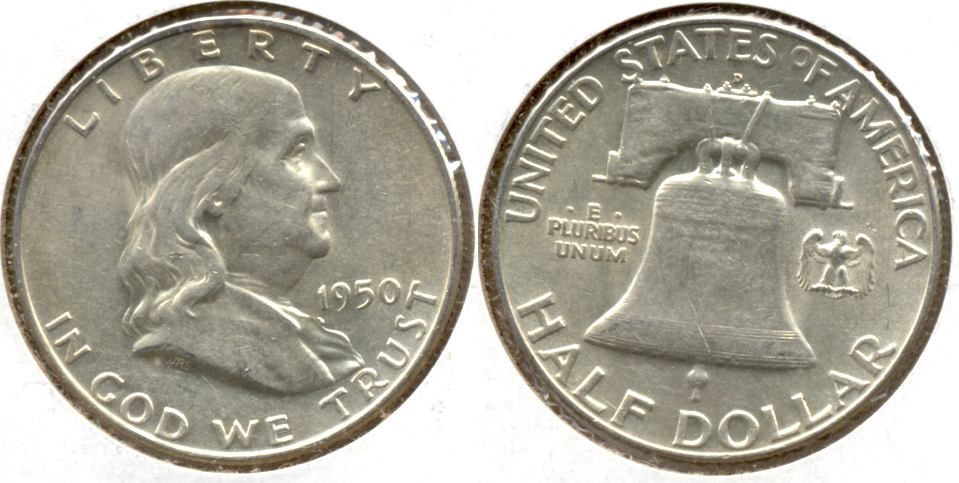 1950-D Franklin Half Dollar AU-50 v