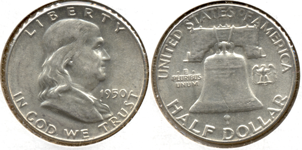 1950 Franklin Half Dollar AU-50 f