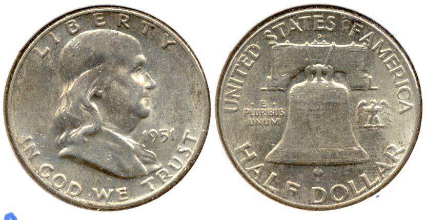 1951-D Franklin Half Dollar AU-50