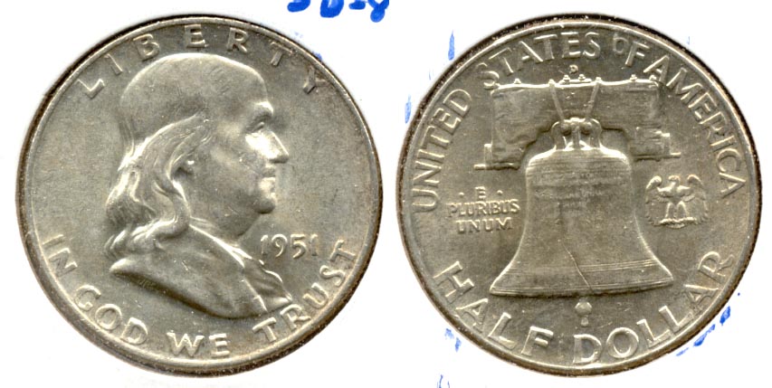 1951-D Franklin Half Dollar AU-50 e