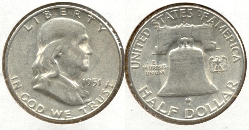 1951-S Franklin Half Dollar AU-50 aq