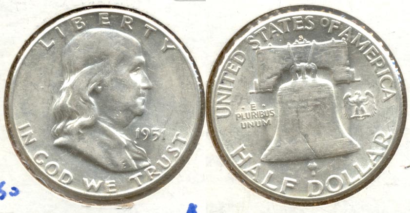 1951-S Franklin Half Dollar AU-50 aw