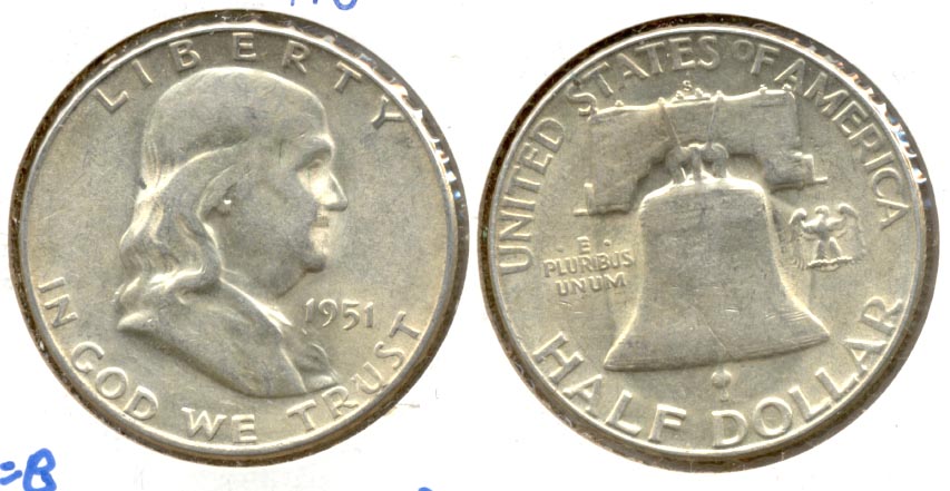 1951-S Franklin Half Dollar AU-50 b