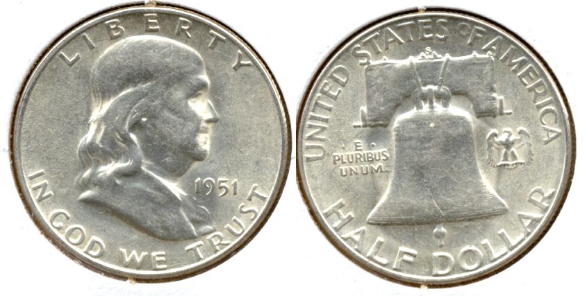 1951-S Franklin Half Dollar AU-50 d