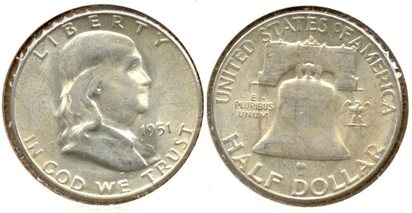 1951-S Franklin Half Dollar AU-50 f