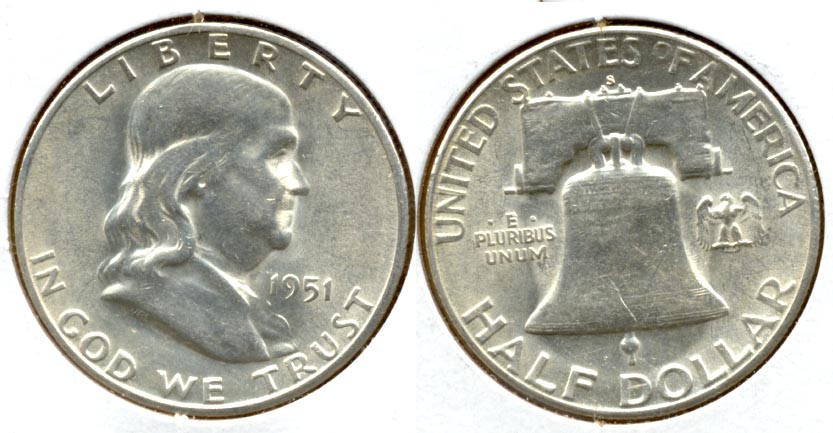 1951-S Franklin Half Dollar AU-50 g