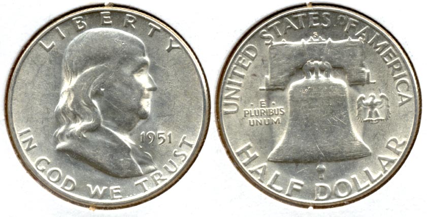 1951-S Franklin Half Dollar AU-50 k