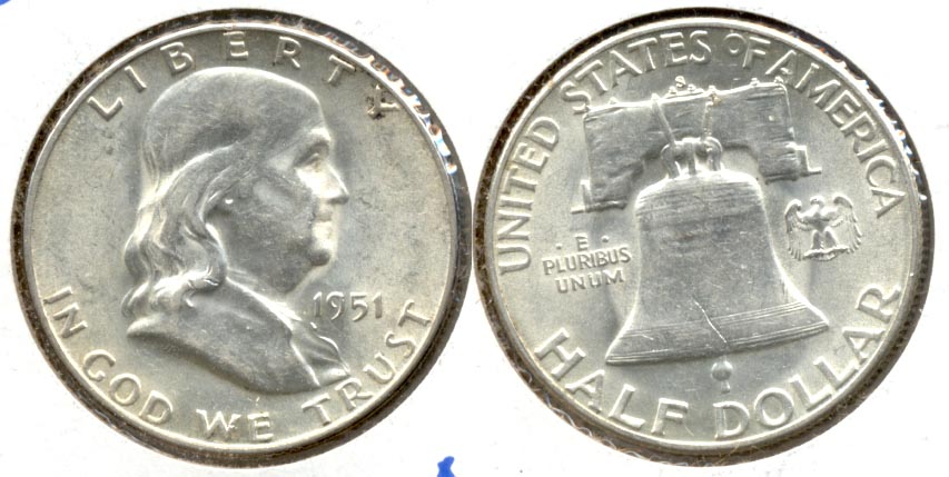1951-S Franklin Half Dollar AU-50 t