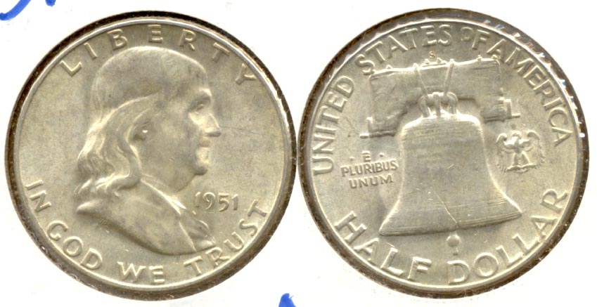1951-S Franklin Half Dollar AU-50 u