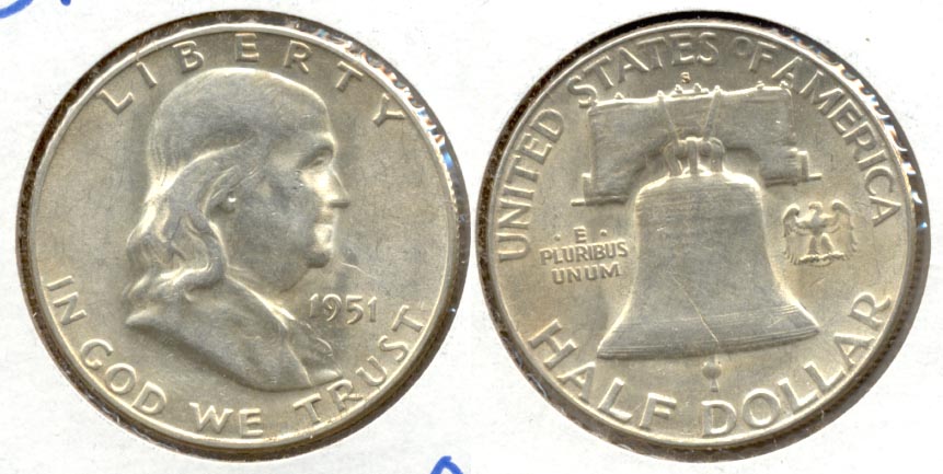 1951-S Franklin Half Dollar AU-50 v