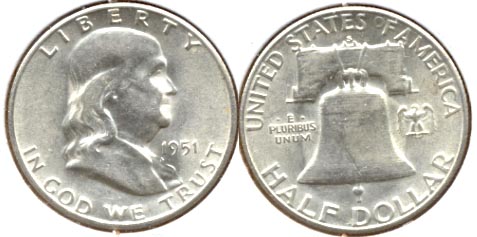 1951-S Franklin Half Dollar AU-55 c