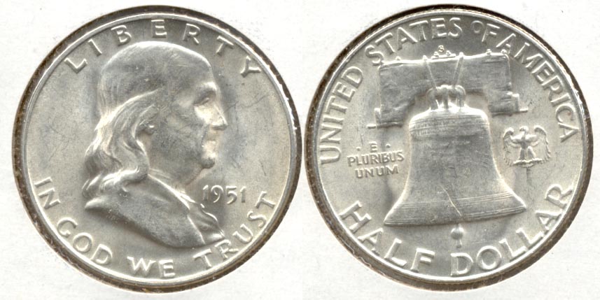 1951-S Franklin Half Dollar AU-55 d