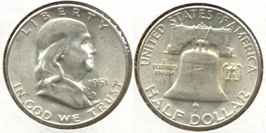 1951-S Franklin Half Dollar AU-55 g