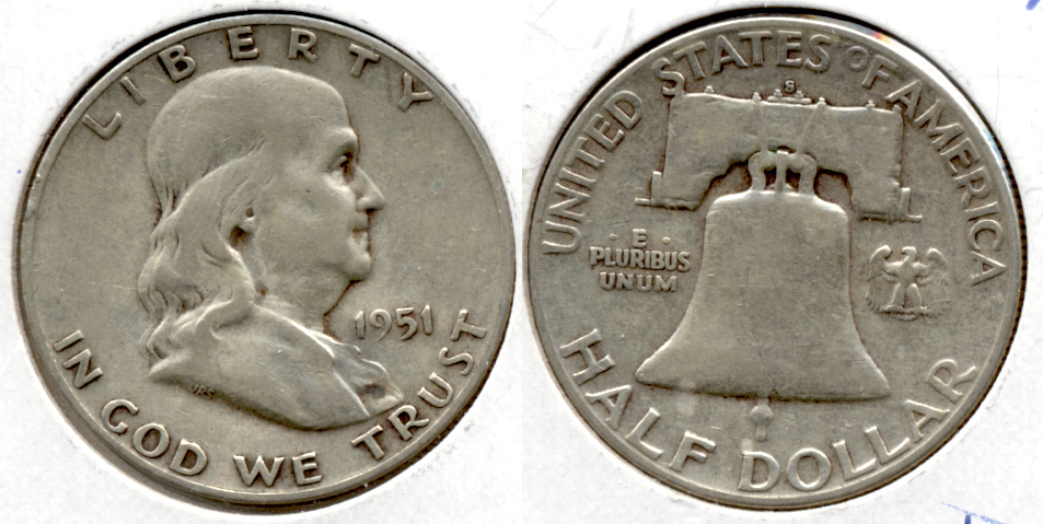 1951-S Franklin Half Dollar VG-8 a
