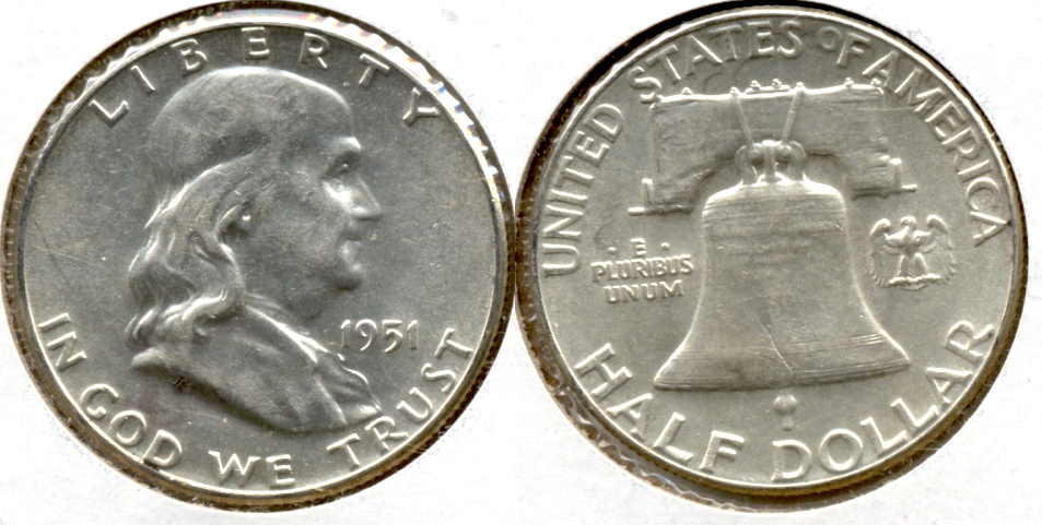 1951 Franklin Half Dollar AU-50 a