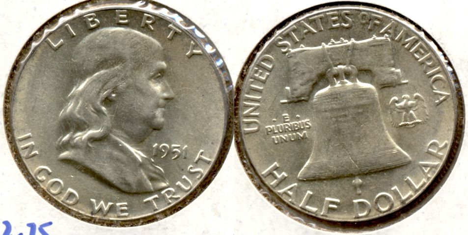 1951 Franklin Half Dollar AU-50 b