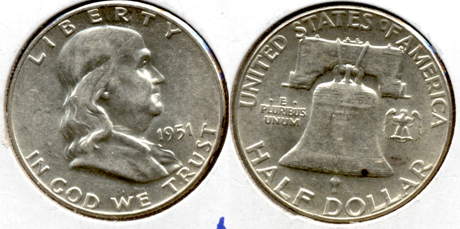 1951 Franklin Half Dollar AU-50 f