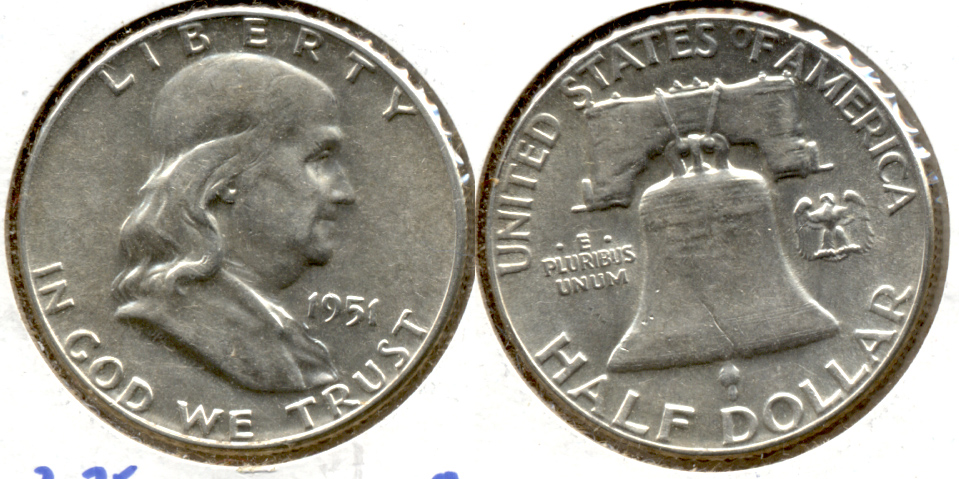1951 Franklin Half Dollar AU-50 p