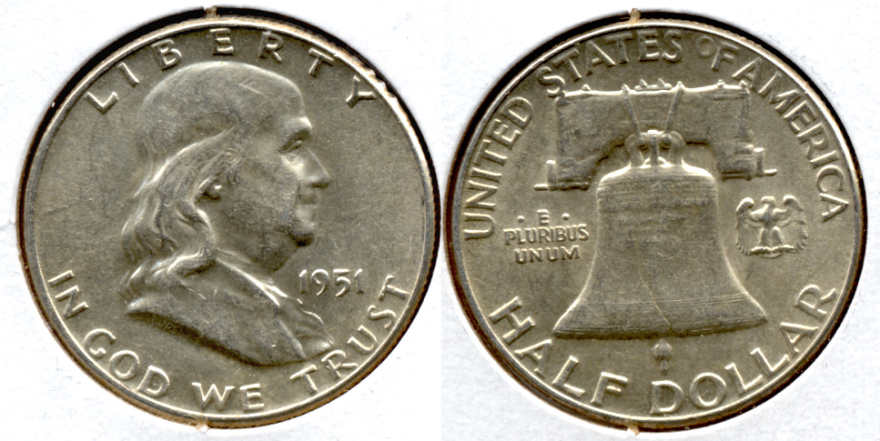1951 Franklin Half Dollar AU-50 q