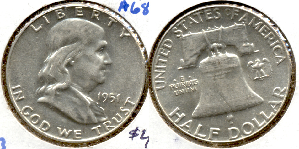 1951 Franklin Half Dollar AU-50 u
