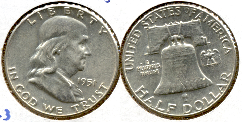 1951 Franklin Half Dollar AU-55