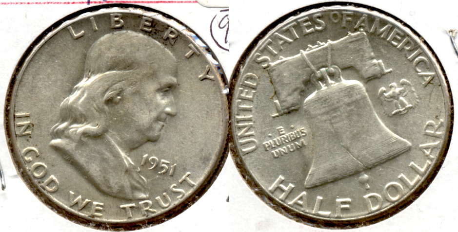 1951 Franklin Half Dollar AU-55 b