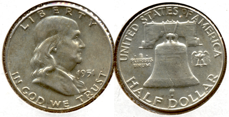 1951 Franklin Half Dollar AU-55 f