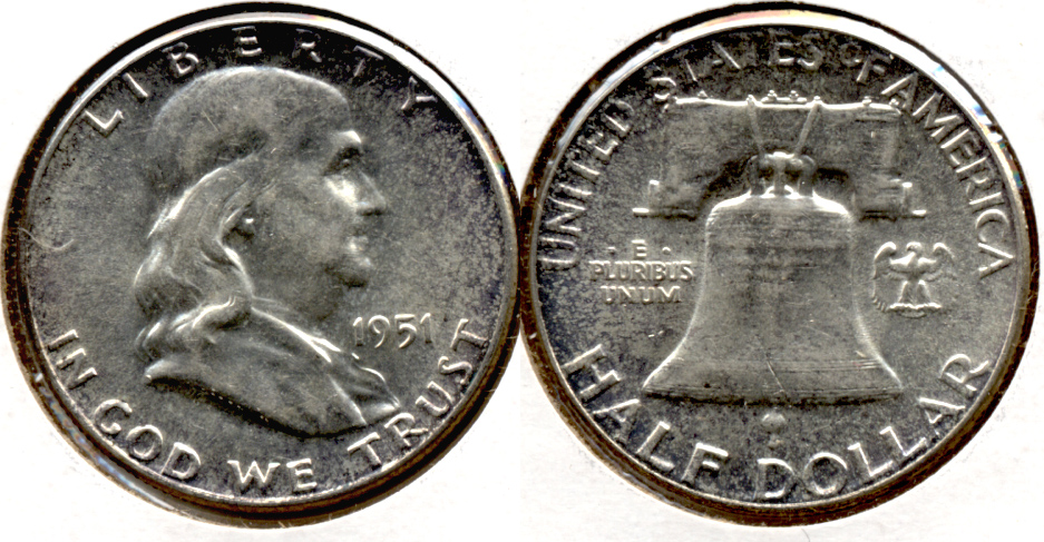 1951 Franklin Half Dollar AU-55 g
