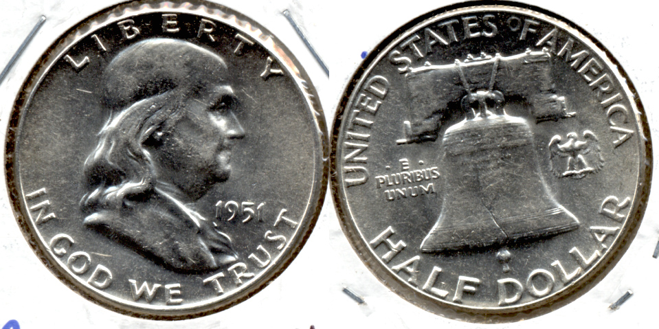 1951 Franklin Half Dollar AU-55 h