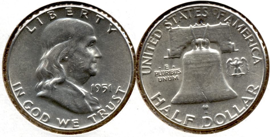 1951 Franklin Half Dollar AU-55 j