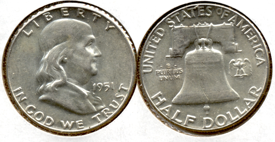 1951 Franklin Half Dollar AU-55 n