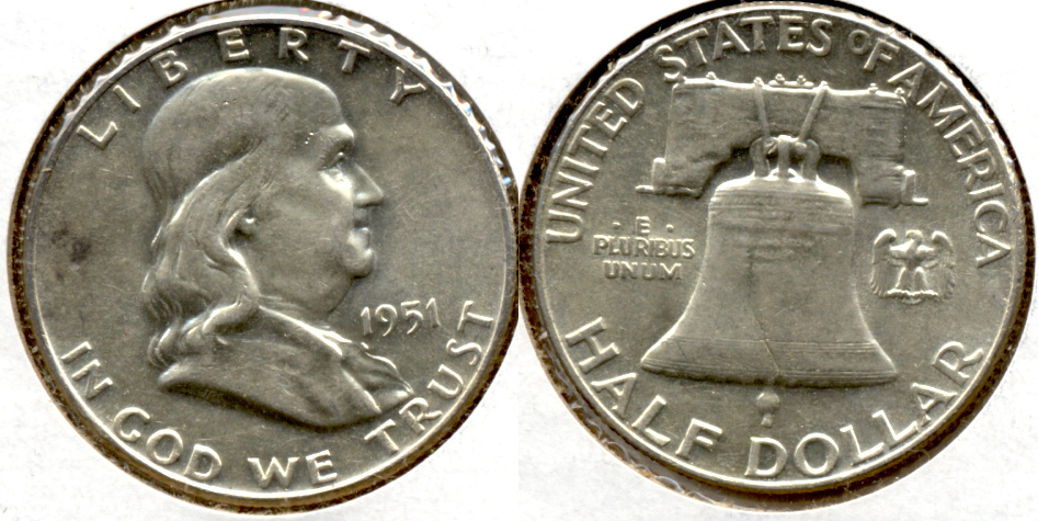 1951 Franklin Half Dollar AU-55 o