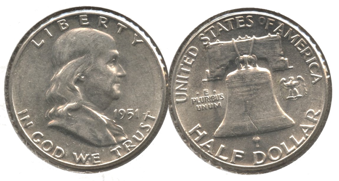 1951 Franklin Half Dollar AU-55 #p
