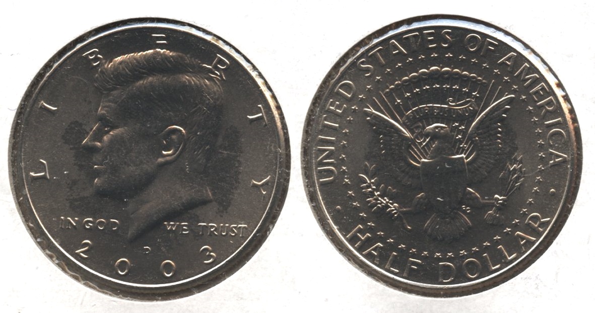 2003-D Kennedy Half Dollar Mint State Struck Through Grease