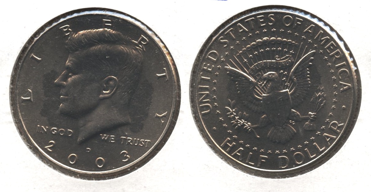 2003-D Kennedy Half Dollar Mint State Struck Through Grease