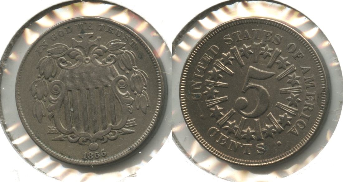 1866 Shield Nickel EF-40 #a Cleaned Reverse