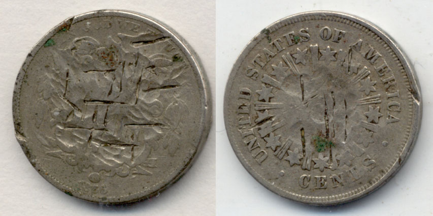1866 Shield Nickel Good-4 a Heavy Damage