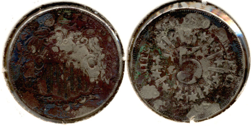 1866 Shield Nickel Good-4 b Corroded