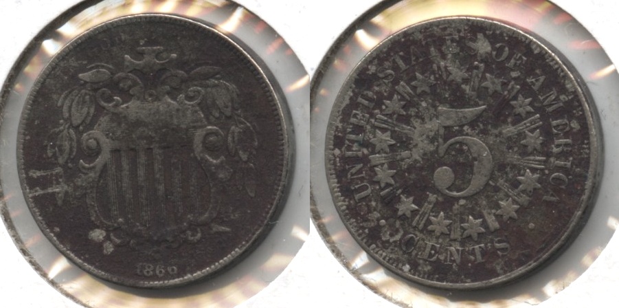 1866 Shield Nickel Good-4 #l Dark