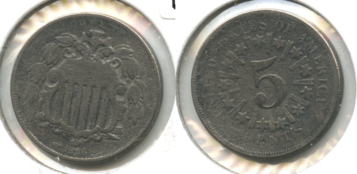 1866 Shield Nickel Good-4 #p Porous